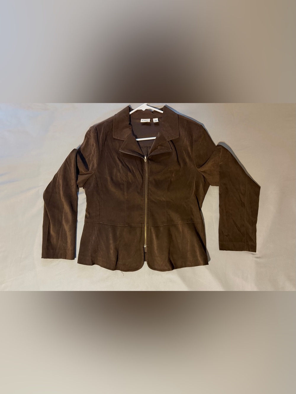 Cato Dark Brown Short-Sleeve Suede Zip Jacket